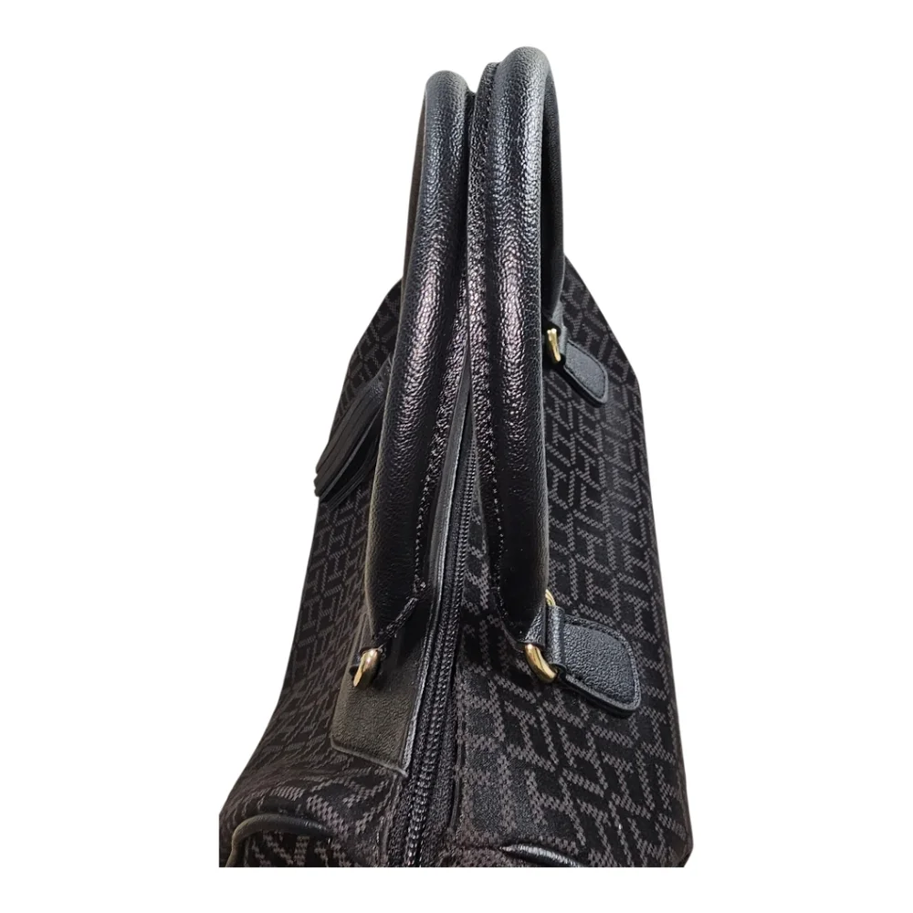 TOMMY HILFIGER Signature Jacquard Black Satchel with Large Tassel - Picture 4 of 8